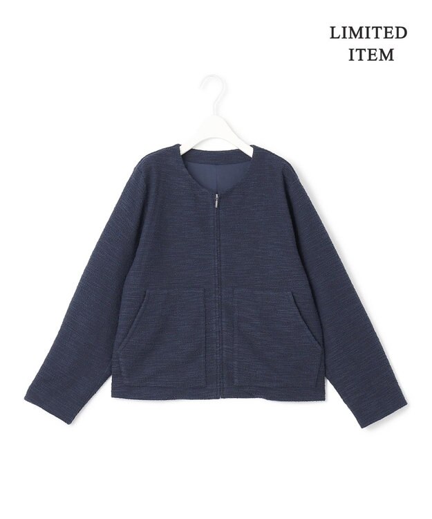 ICB 【WEB限定・洗える】 ツイードインレイ ブルゾン ネイビーブルー系