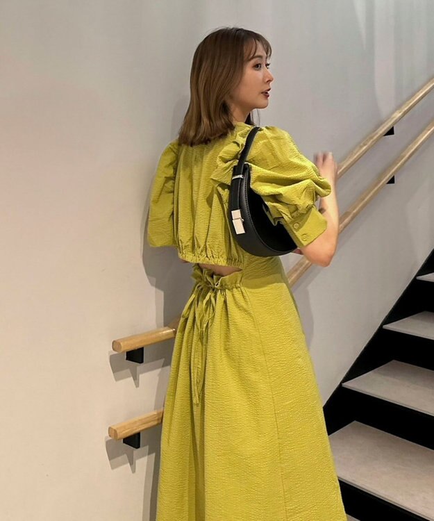 Green Parks AnriettMusee バックカットワークワンピース Lime Green