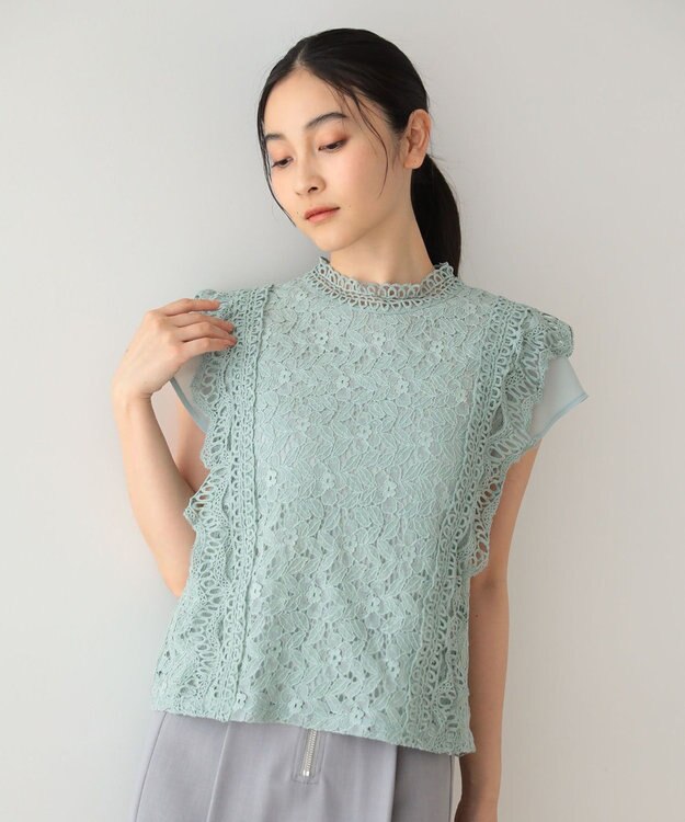 Green Parks ・Ｐｅｔｉｔ　Ｆｌｅｕｒ　フレンチレーシーブラウス Mint