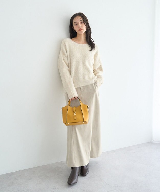 YECCA VECCA ラメシャギードルマンニット Ivory