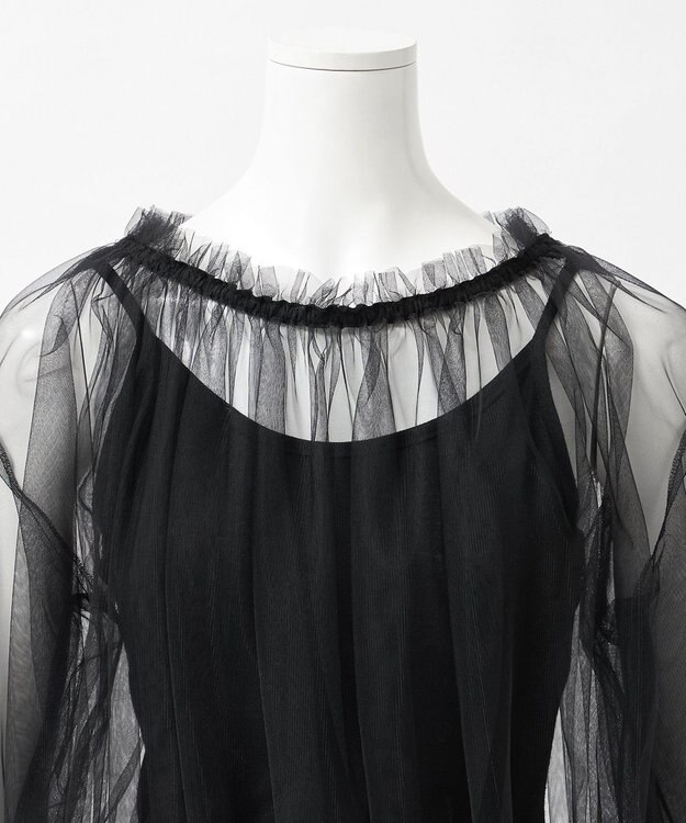 23区 S 【GOLD LABEL】チュール ギャザーブラウス ブラック系