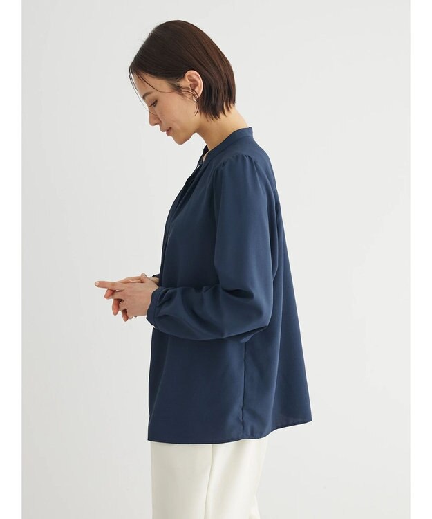 Green Parks ＢＰ　ケア楽　ポイント釦ブラウス Navy
