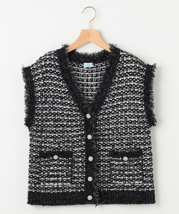 組曲 フリンジニット ベスト モノトーン