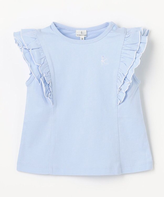 組曲 KIDS 【80-100㎝】 フルールフリルTシャツ サックスブルー