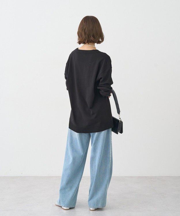 earth music&ecology 袖口スリットスキッパーカーディガン Black