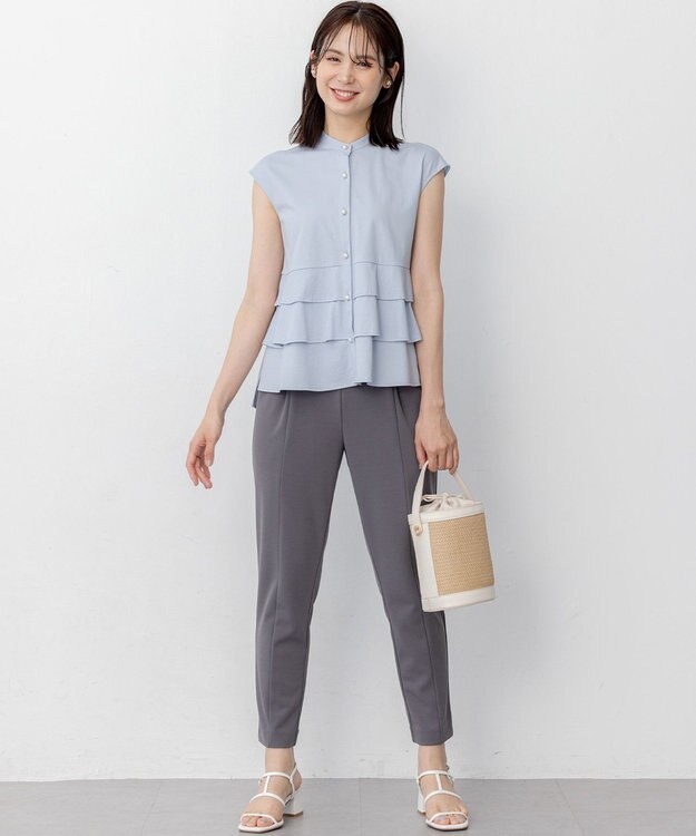 組曲 【WEB限定】プレーティング天竺ティアード カットソー サックスブルー系