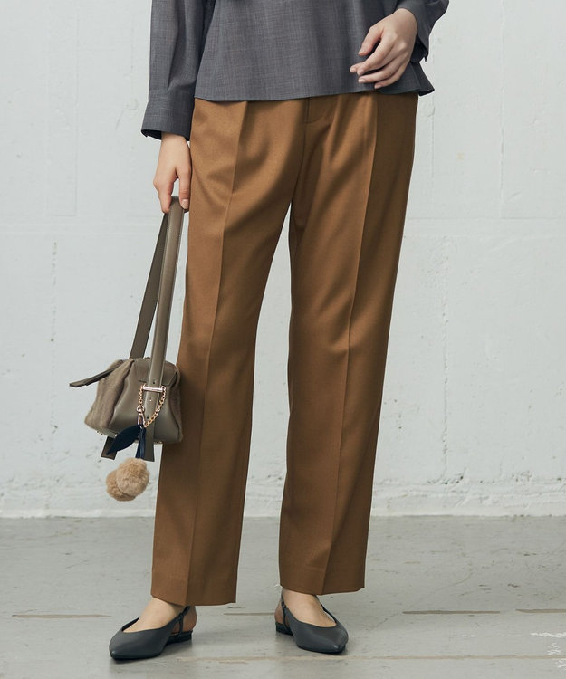 自由区 L 【SHIHOさん着用】TRスラブツイルテーパード パンツ キャメル