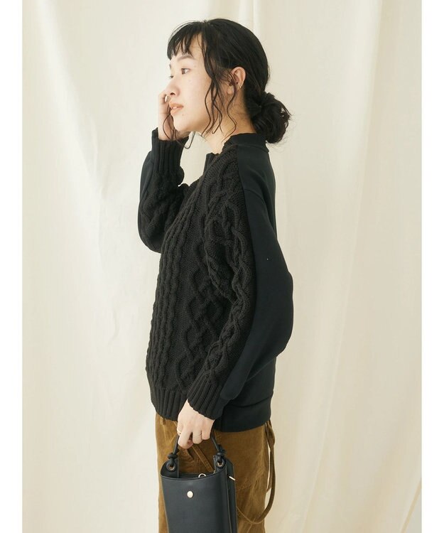 CRAFT STANDARD BOUTIQUE ケーブルニットドッキングスウェット Black