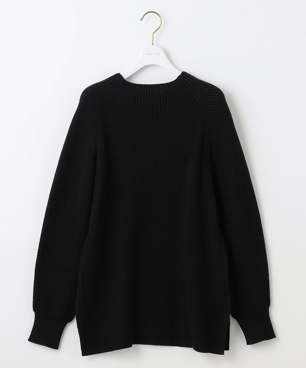 ANY SIS 【洗える・セットアップ可】アンチピリング変形畔 ボトルネック ニット ブラック