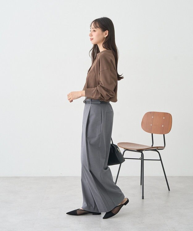 earth music&ecology 袖口スリットスキッパーカーディガン Brown