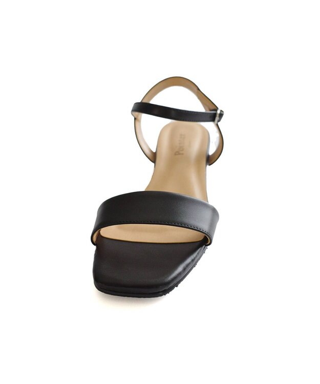 Pointer 日本製 本革スクエアトゥサンダル ブラック