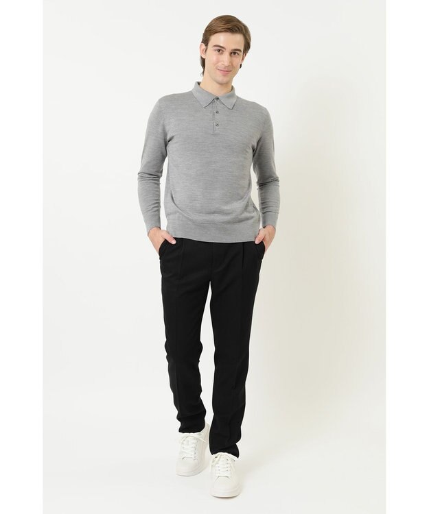 DAKS ツータックサイドベルトウールパンツ ブラック