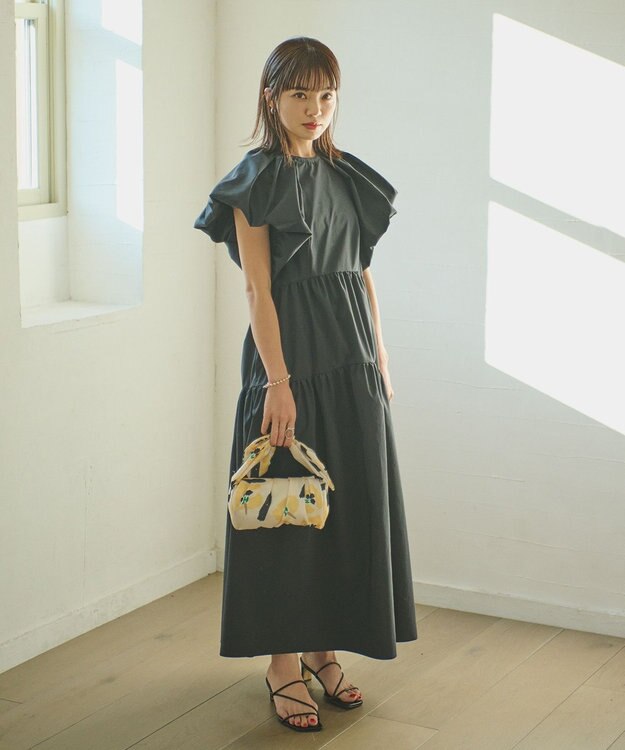 #Newans 【ANSWER for フォトジェニックスタイル】ウィングスリーブティアードワンピース ブラック系