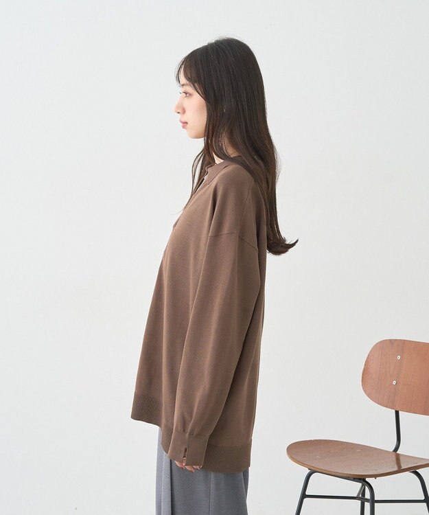 earth music&ecology 袖口スリットスキッパーカーディガン Brown