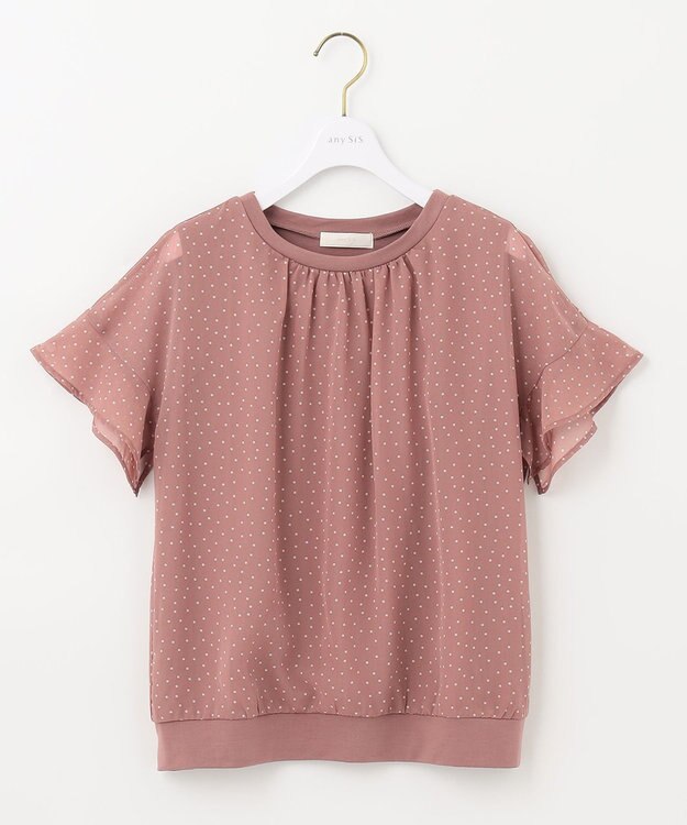 ANY SIS 【洗える】シフォンプリント ブラウス スモーキーピンクドット