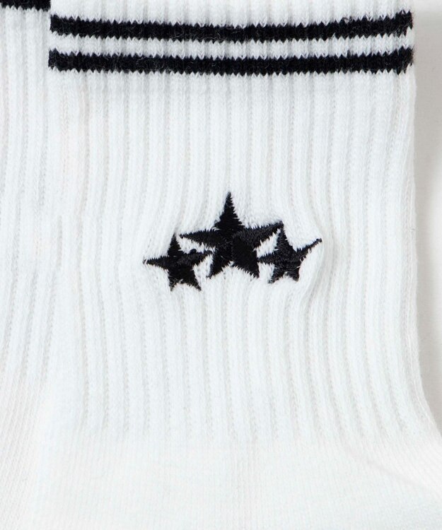 WEGO 底パイルスターラインソックス（14㎝丈） ホワイト