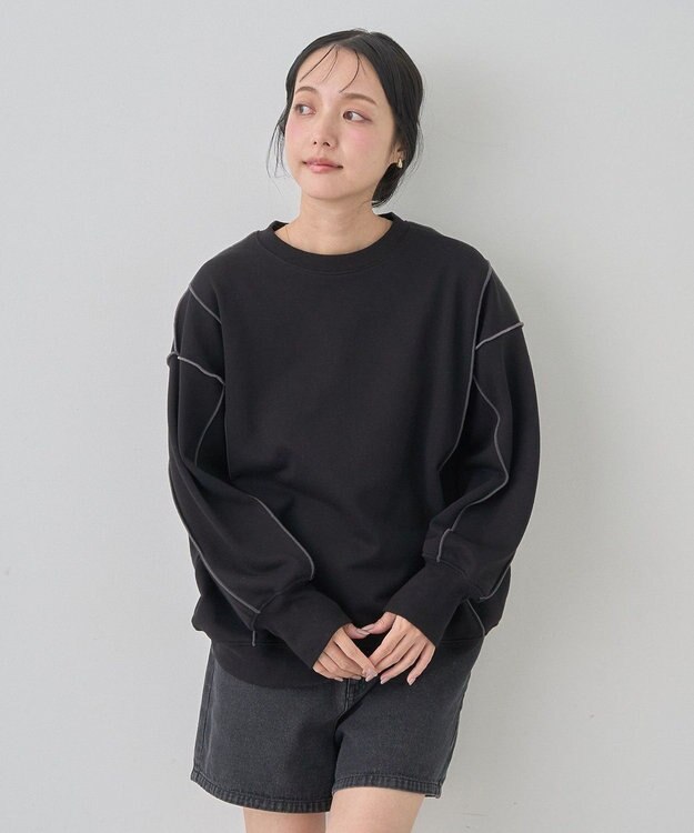 earth music&ecology 配色ルーズチュニック Black