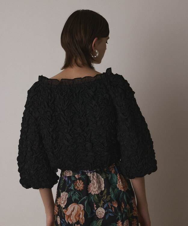 GRACE CONTINENTAL シャーリングトップ ブラック