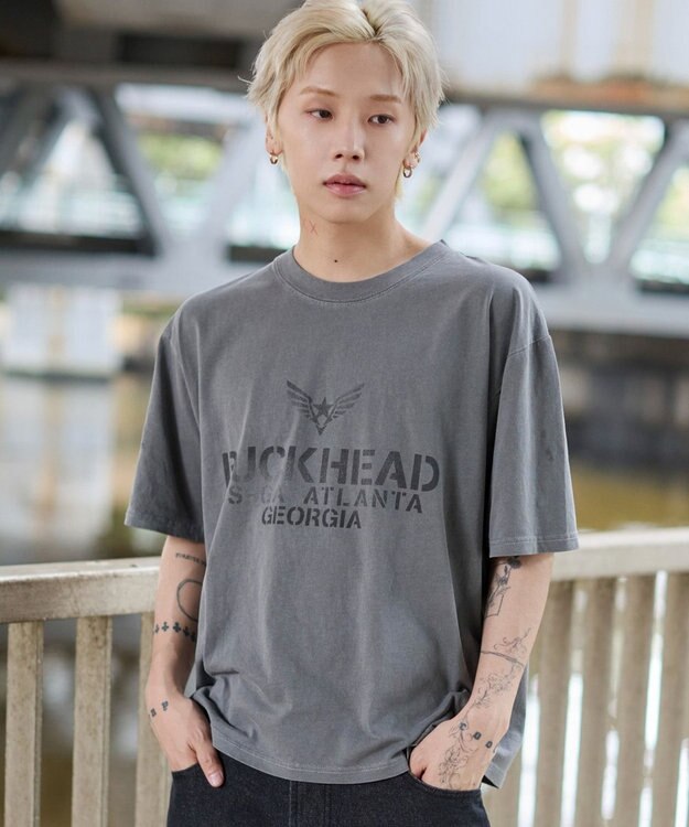 WEGO 【ユニセックス着用ITEM/MLサイズ展開】ステンシルロゴグラフィックT（SS） ブラック