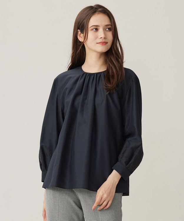 洗える】シアーエンブロイダリープルオーバー ブラウス / 自由区