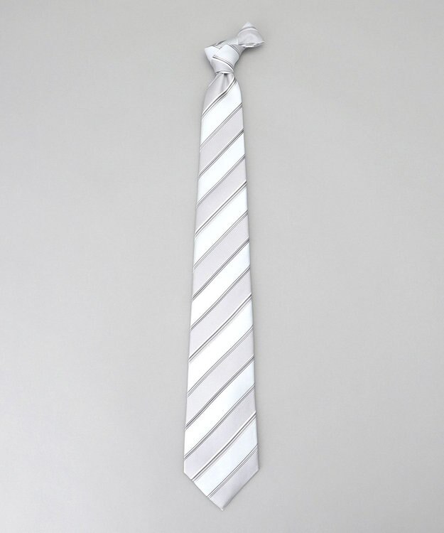 GOTAIRIKU 【WEAR BLACK】フォーマル用_ストライプ ネクタイ アイボリー系1