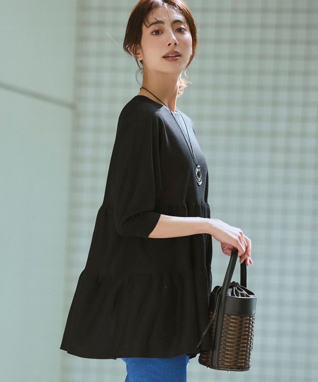 23区 シャイニーシアーニット ティアード チュニック