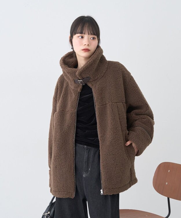 earth music&ecology ボアZIPブルゾン Brown