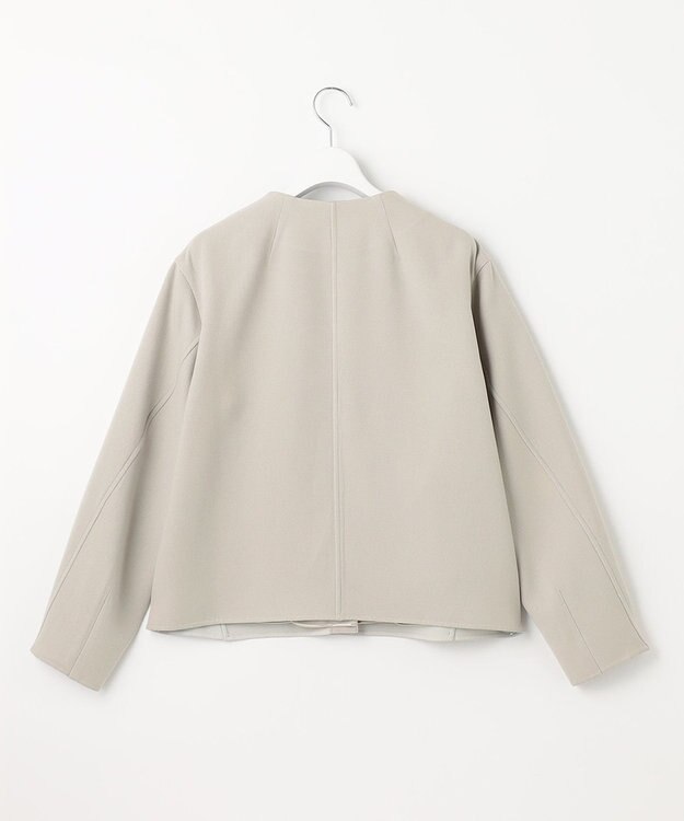 自由区 【XSサイズ～/洗える】ライトダブルクロス ノーカラージャケット サンドベージュ