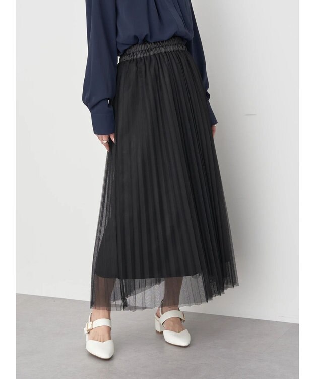 earth music&ecology チュールプリーツスカート Black