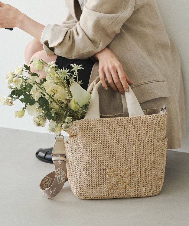 russet ナイロンラフィア2WAYトートバッグ(CE-1711) Ivory