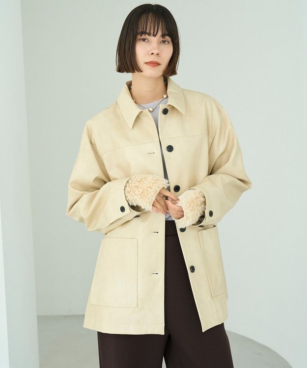 UNFILO L 【洗える】フェイクレザー ジャケット バターイエロー