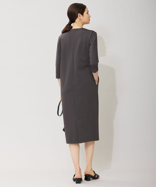 ICB 【セットアップ対応・洗える】コットンコンプレッシャー ストレートワンピース ミディアムグレー系