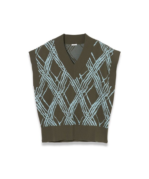 JOSEPH チェックニット　ベスト Palm Leaf/Chambray