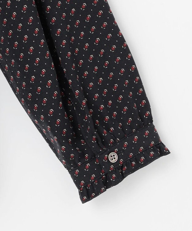 J.PRESS LADIES S スエード幾何プリント ブラウス ネイビー系