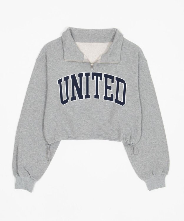 WEGO グラフィックハーフジップスウェット 杢グレー