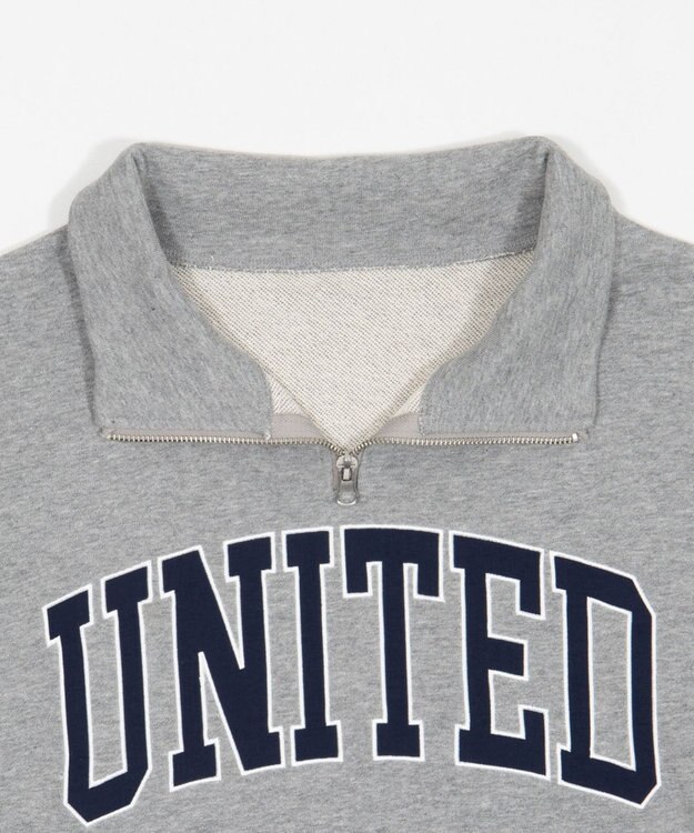 WEGO グラフィックハーフジップスウェット 杢グレー