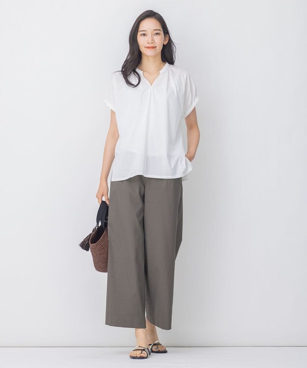 自由区 【接触冷感・吸水速乾・UVカット】パーフェクトパンツ ワイド カーキ系