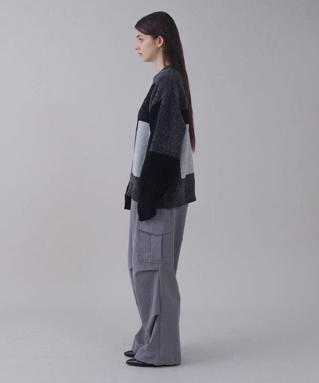 WEGO 【ユニセックス着用ITEM】ベロアモールカラーブロックプルオーバー ブラック中濃色