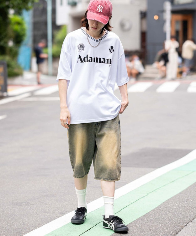 WEGO 【２点セット/ユニセックス着用ITEM/吸水速乾】アクセ付きメッシュロゴT（SS） ホワイト