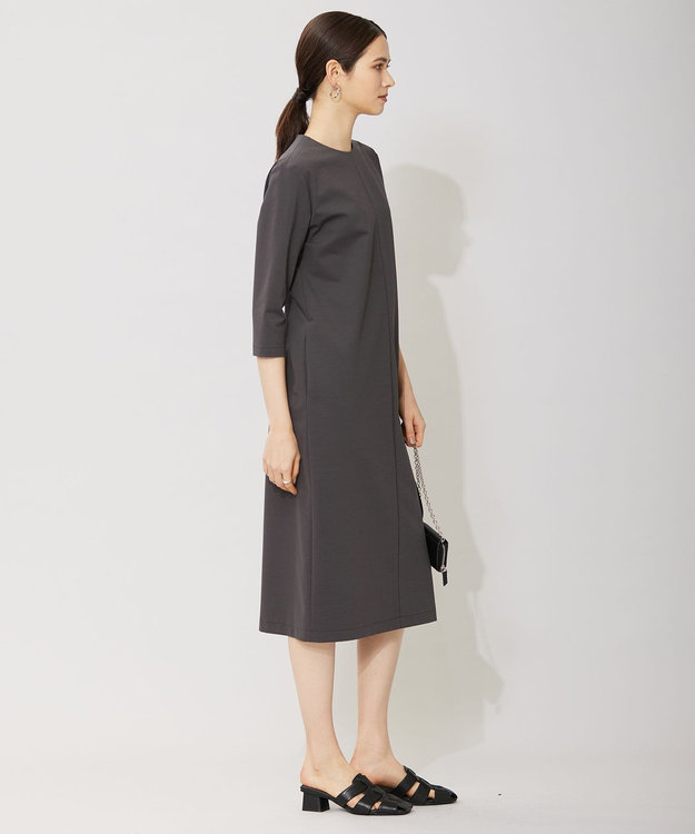 ICB 【セットアップ対応・洗える】コットンコンプレッシャー ストレートワンピース ミディアムグレー系