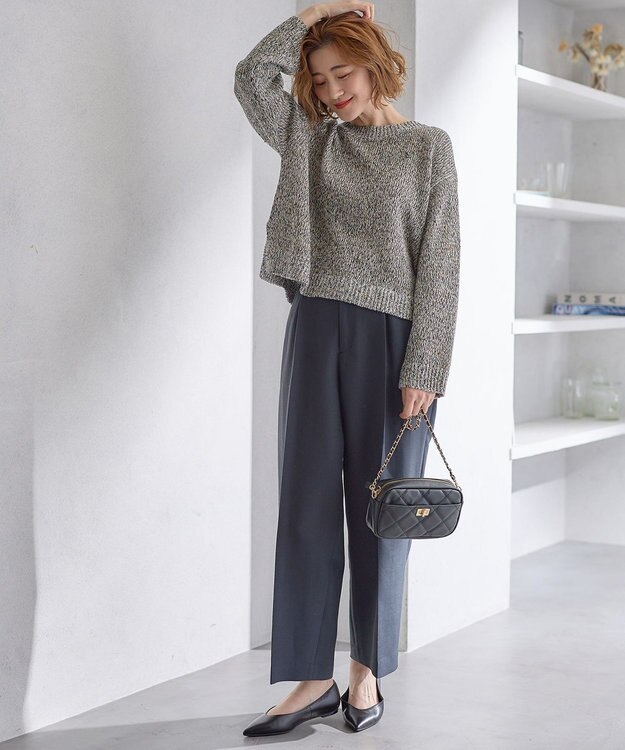 23区 【Oggi4月号掲載/洗える】ハイカウントライトクロス クロップド パンツ ネイビー系