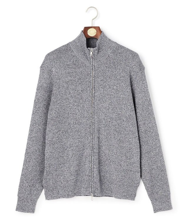 J.PRESS MEN ギマコットンフルジップ カーディガン ネイビー系