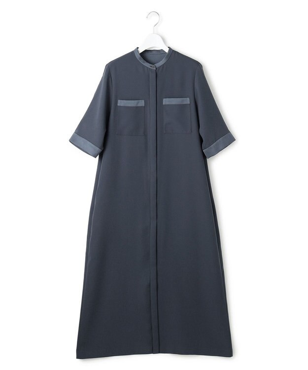 ICB 【先行予約】 FluidBackSatin シャツワンピース ダルブルー