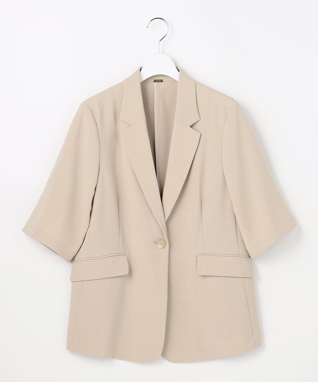 ANY SIS アーバンクールタッチ 半袖 ジャケット ライトベージュ