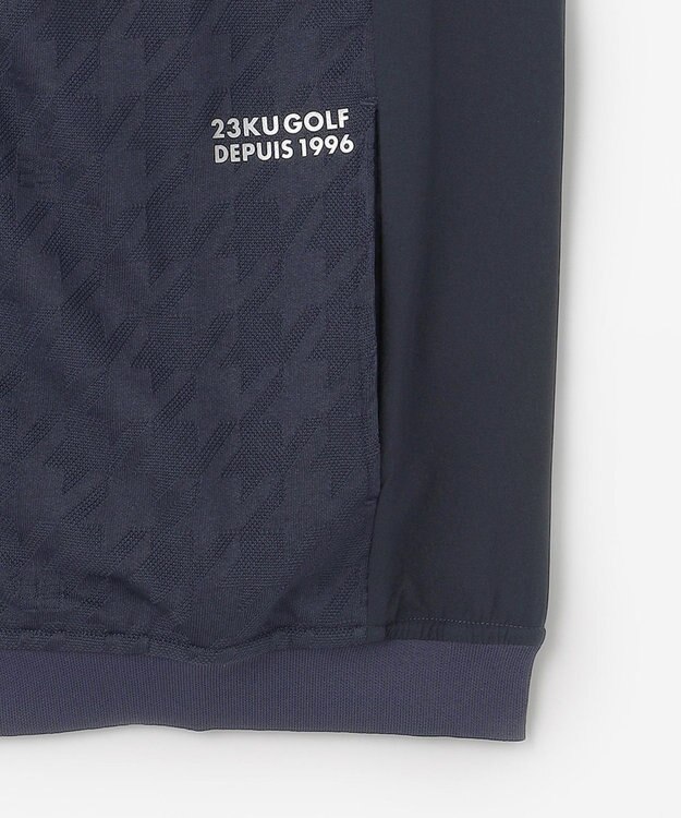23区GOLF 【MEN】【UVカット】千鳥ジャカードニットブルゾン ネイビー系