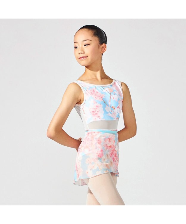 Chacott 【MAY NAGAHISA】ジュニア ノースリーブレオタード チェリーピンクプリント