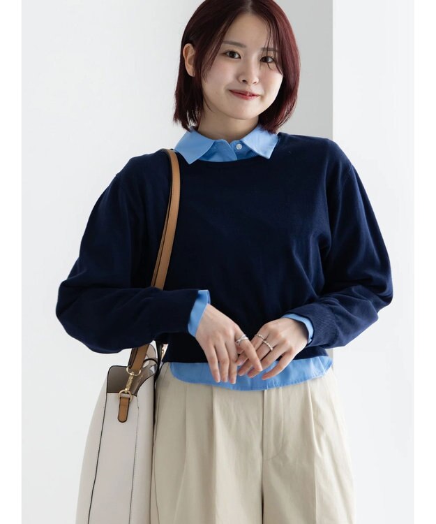Te chichi コンパクトクルーネックニット【AOYAMA FASHION ASSOCIATION × Te chichi】 ネイビー
