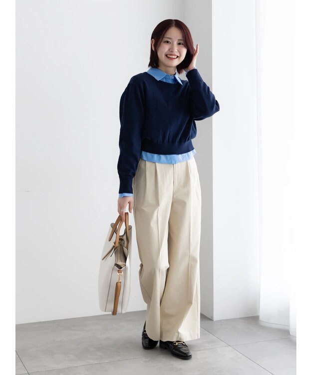 Te chichi コンパクトクルーネックニット【AOYAMA FASHION ASSOCIATION × Te chichi】 ネイビー