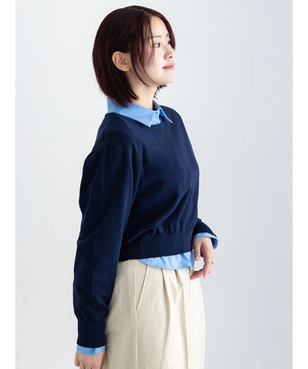 Te chichi コンパクトクルーネックニット【AOYAMA FASHION ASSOCIATION × Te chichi】 ネイビー
