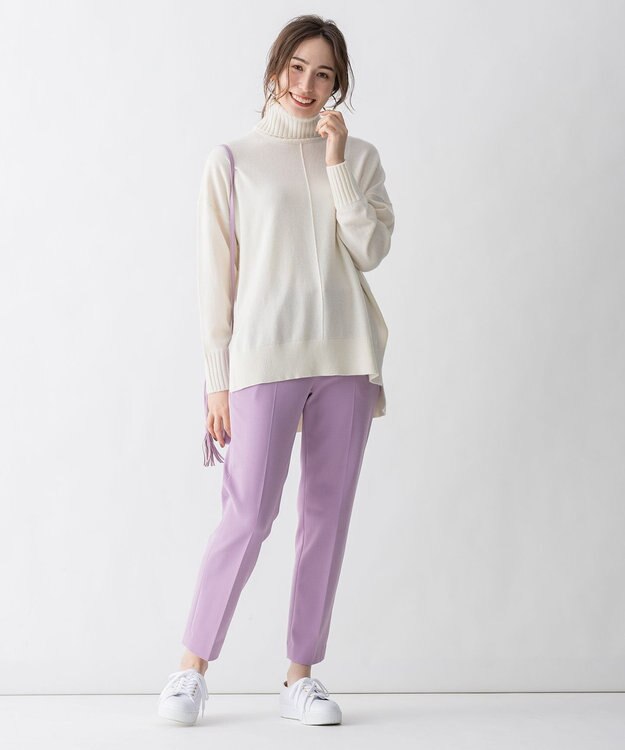 自由区 【洗える・Sサイズ有】ピュアカシミヤ タートルネックニット (検索番号:JL26) ホワイト系